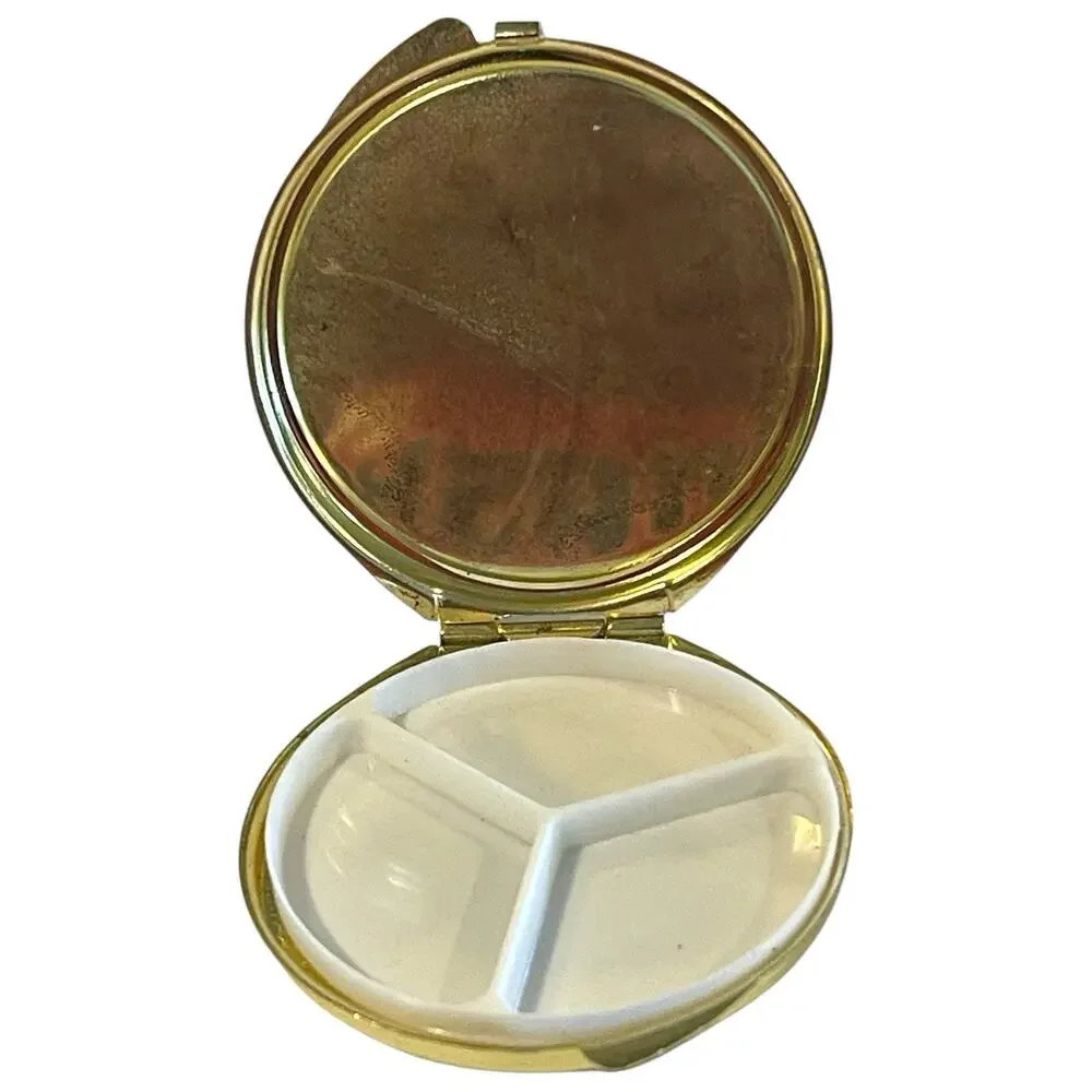 Mini Golden Round Jewelry Pill Box
